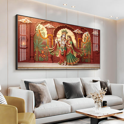 Radha Krishna Love Devotion Premium Acrylic Horizontal Wall Art