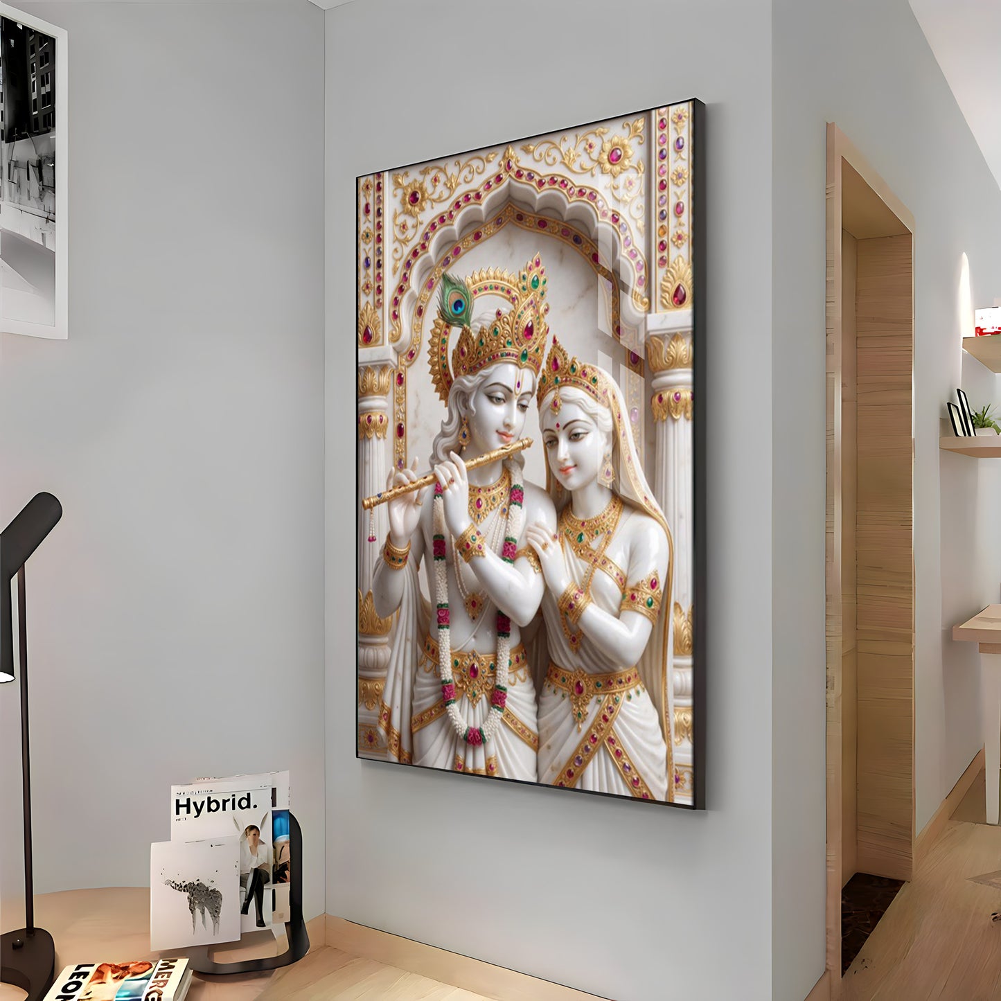 Radiant Radha krishna Idol Premium Acrylic Vertical Wall Art