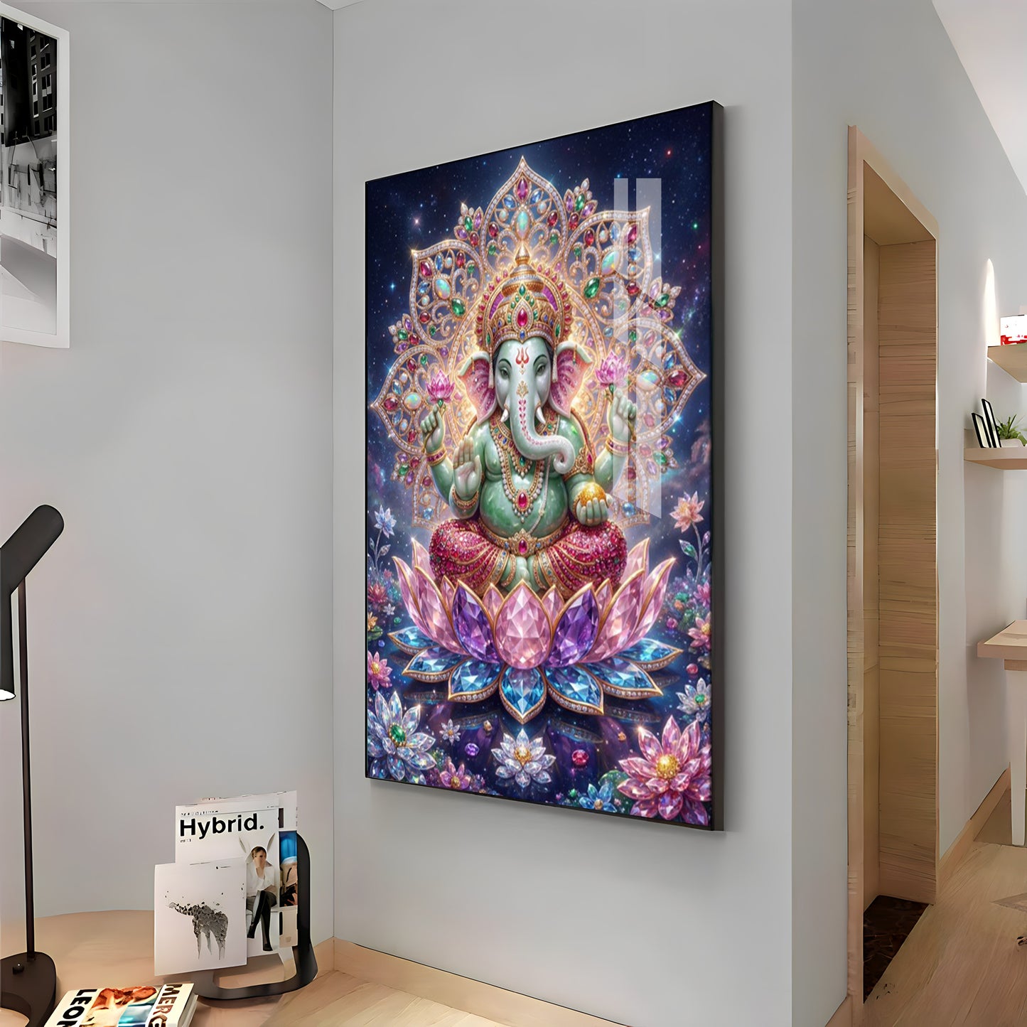 Colourful Lord Ganesha Premium Acrylic Vertical Wall Art