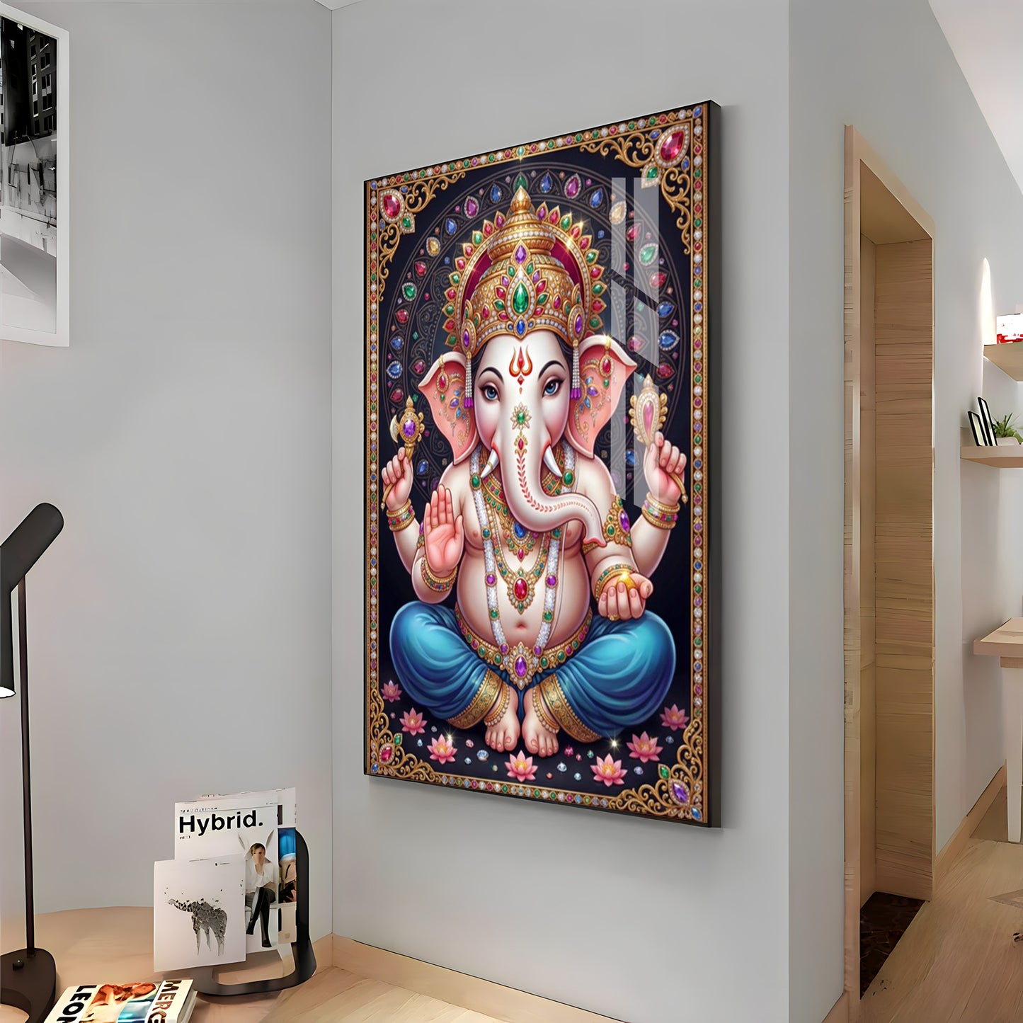 Lord Shri Ganesh Premium Acrylic Vertical Wall Art