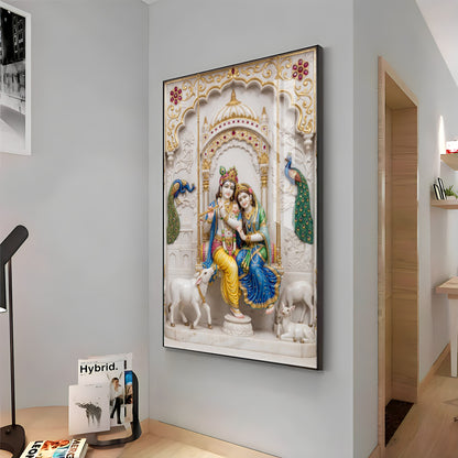 Radha Krishna With Grace Of Love Premium Acrylic Vertical Wall Art