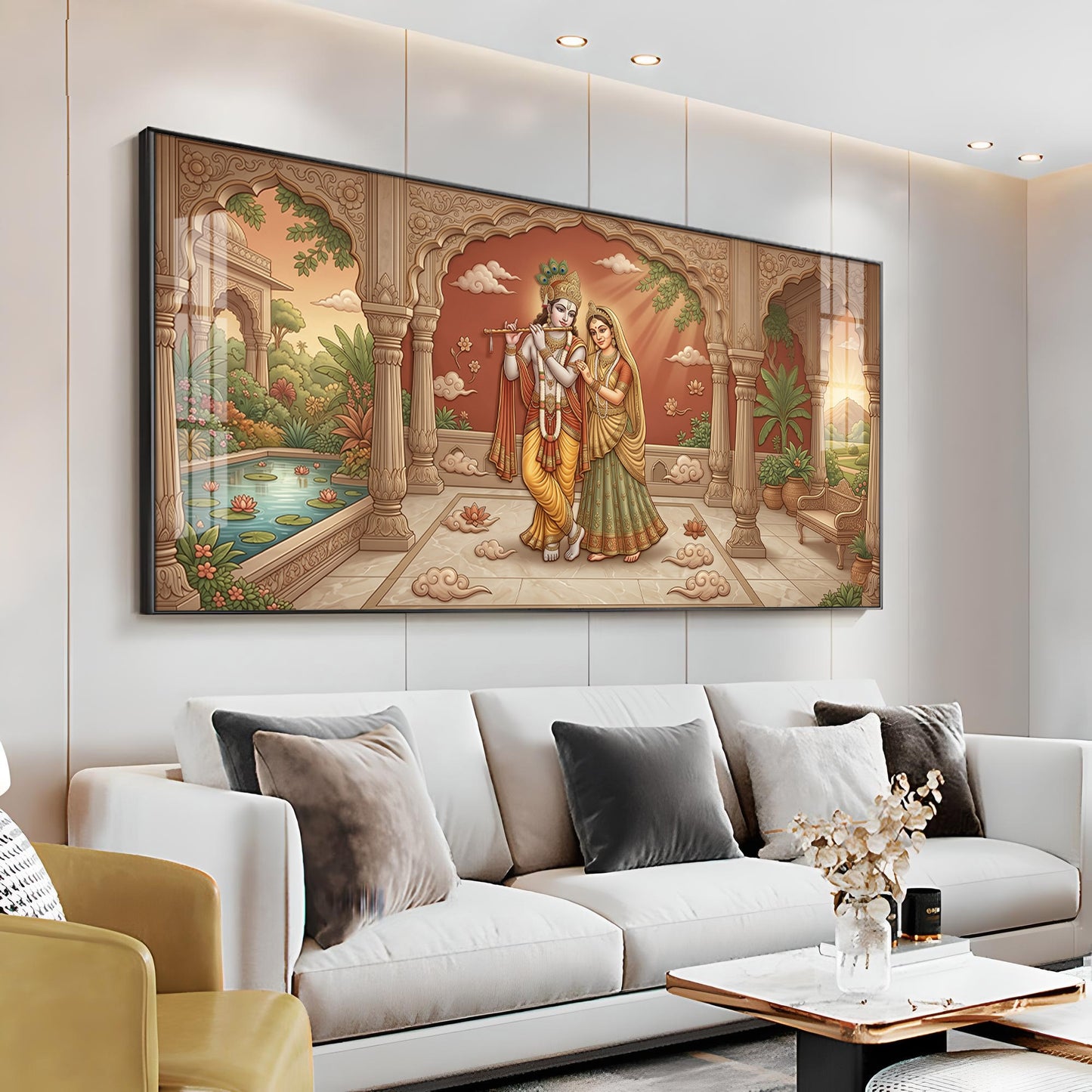 Divine Eternal Love Of Radha Krishna Premium Acrylic Horizontal Wall Art