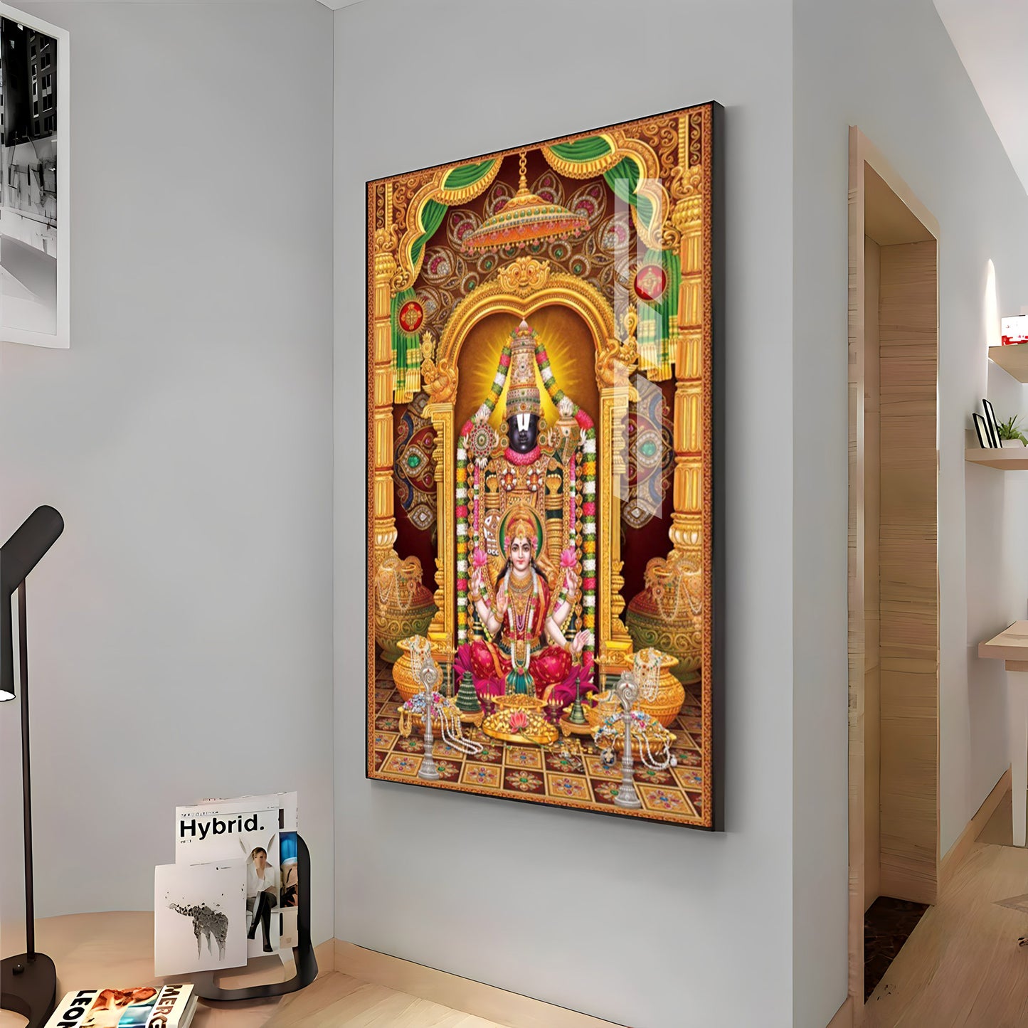 Tirupati Balaji With Goddess Lakshmi Premium Acrylic Vertical Wall Art