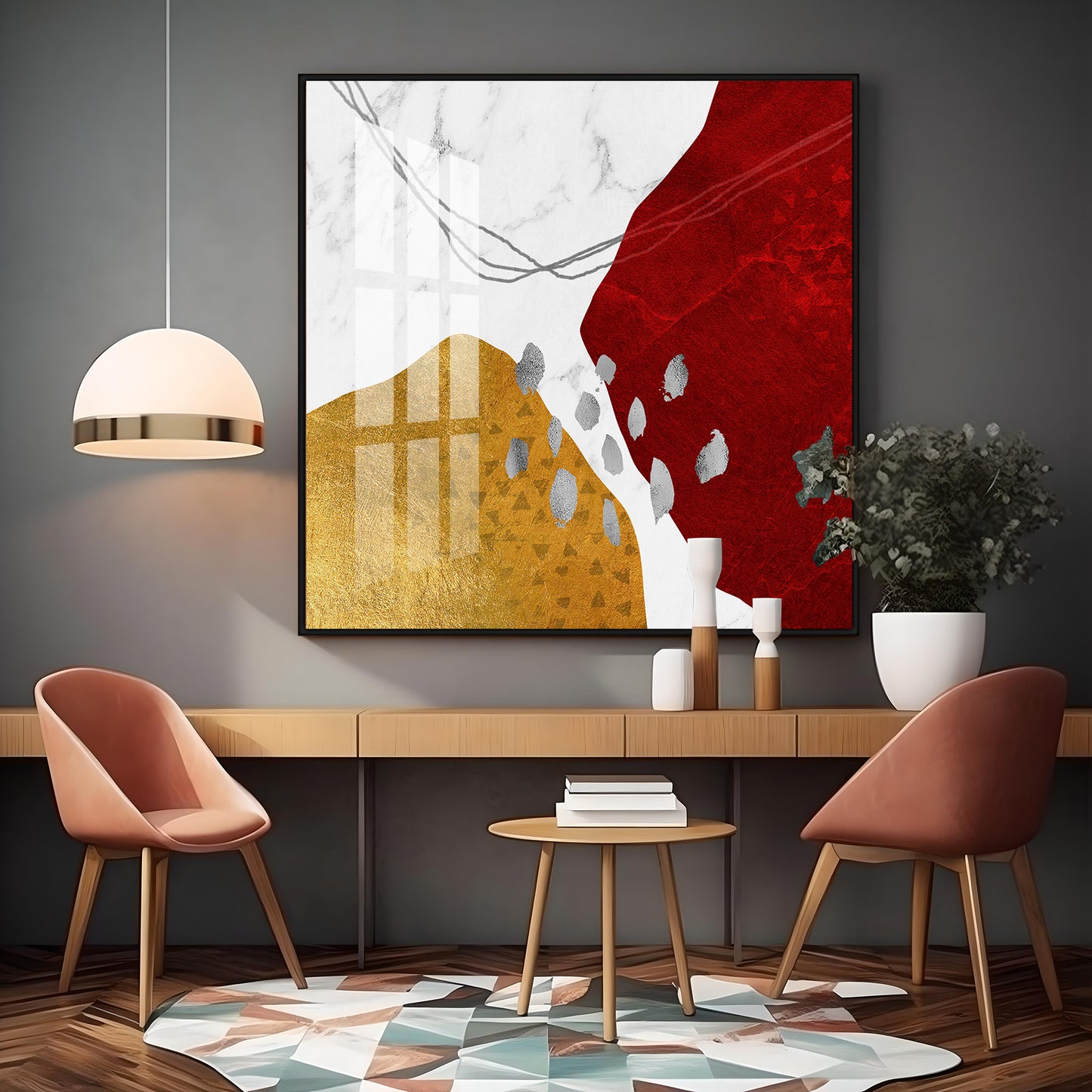 Crimson Elegance Premium Acrylic Square Wall Art