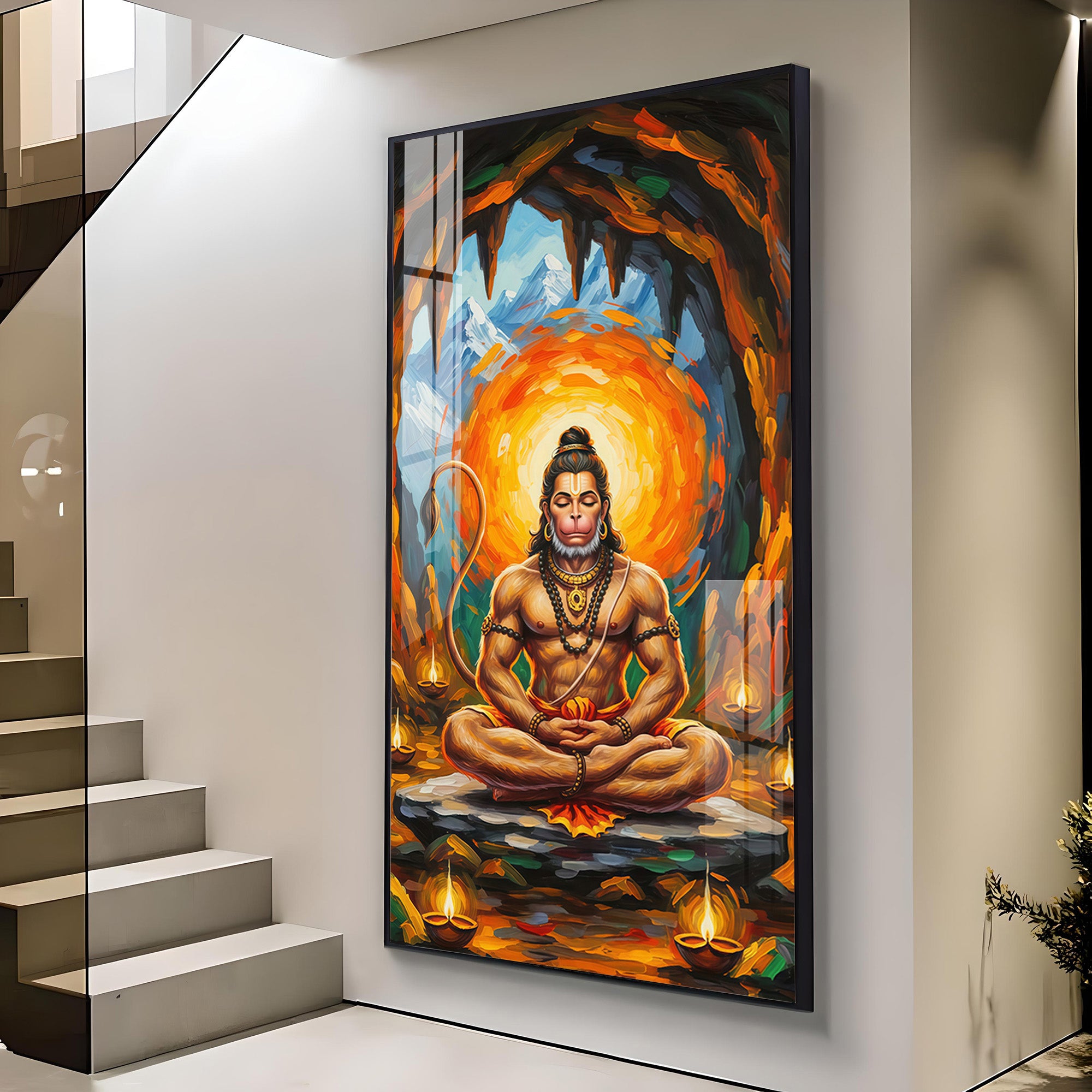 Lord Shiv Ji Modern Luxury Backlight Vertical Wall Art