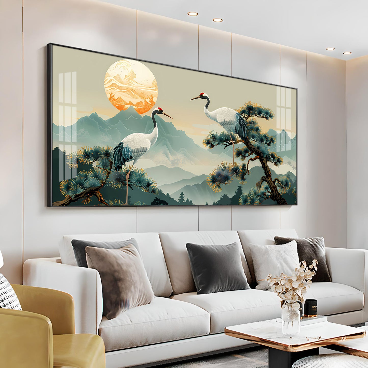 Beautiful Cranes Premium Acrylic Horizontal Wall Art