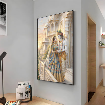 Loving Radhe & Krishna Premium Acrylic Square Wall Art