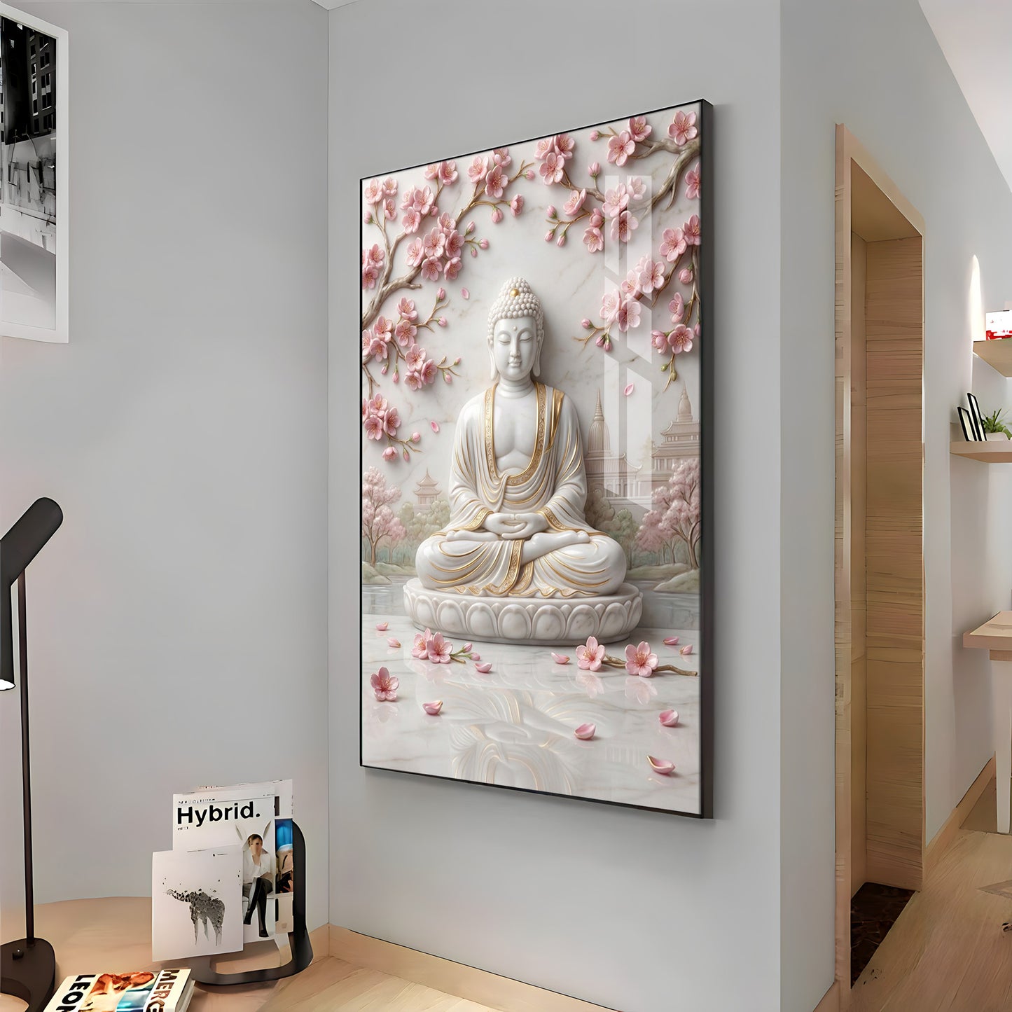 White Buddha Statue Premium Acrylic Vertical Wall Art