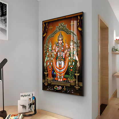 Lord Murugan Valli Deivanai Subramanya Swamy Premium Vertical Acrylic Wall Art