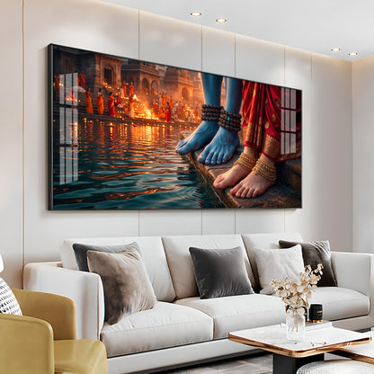 Feet Of Lord Shiva & Goddess Parvati Premium Acrylic Horizontal Wall Art