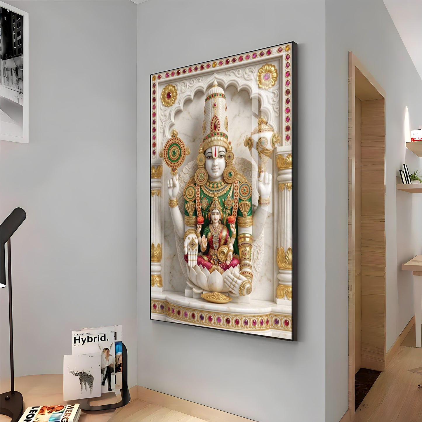 Shree Lakshmi Narayan Divine Premium Acrylic Vertical Wall Art