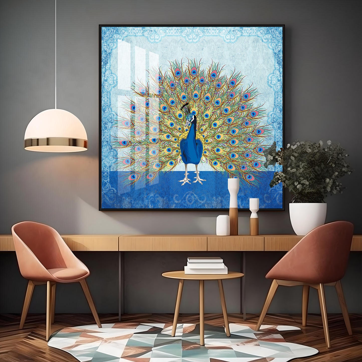 Peacock Premium Acrylic Square Wall Art