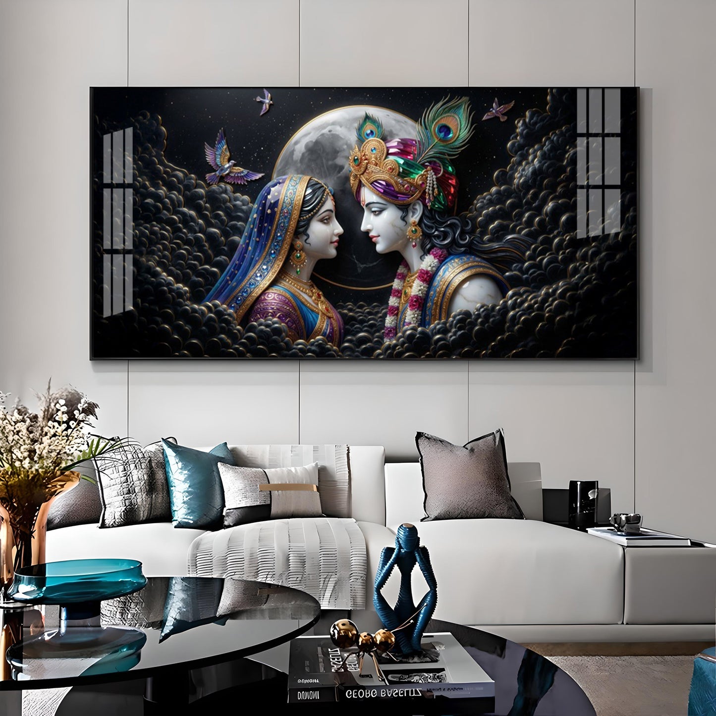Divine Radha Krishna Premium Acrylic Horizontal Wall Art