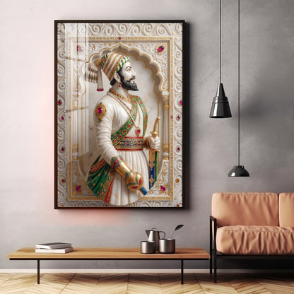 Warrior King Shivaji Maharaj Premium Acrylic Vertical Wall Art