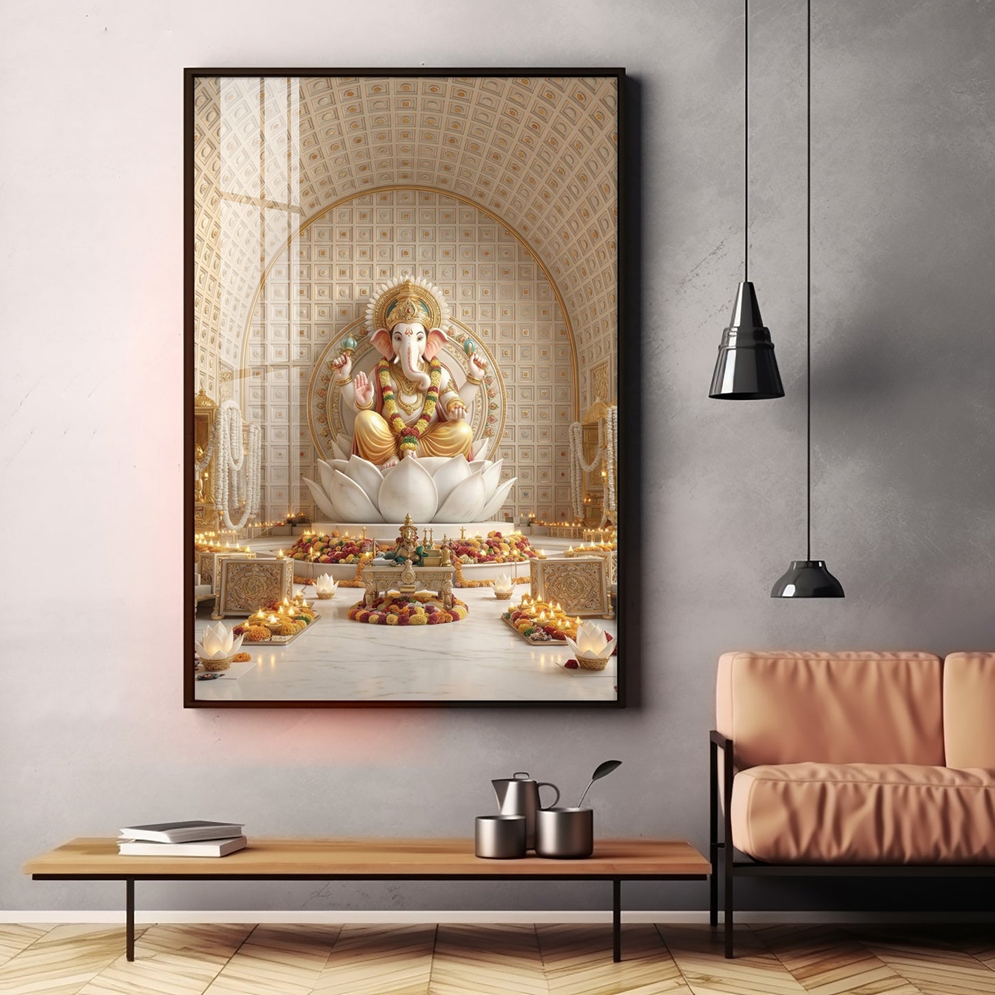 Hindu Deity Ganesha Premium Acrylic Vertical Wall Art