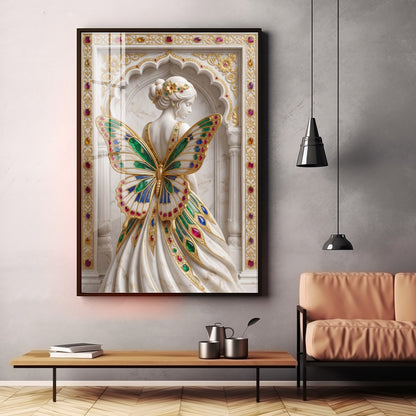 Woman With Butterfly Shaped Wings Premium Acrylic Vertical Wall Art