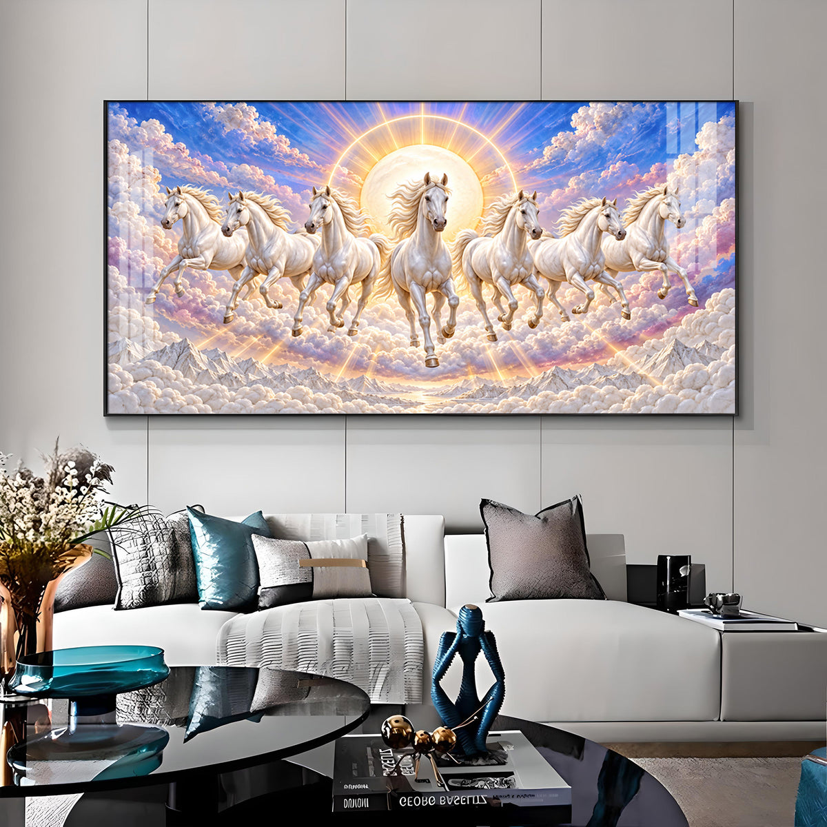 Seven Running Horses Premium Acrylic Horizontal Wall Art