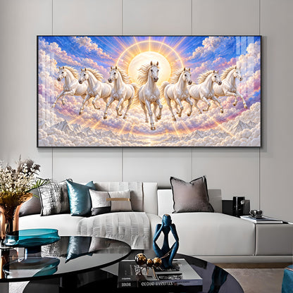 Seven Running Horses Premium Acrylic Horizontal Wall Art