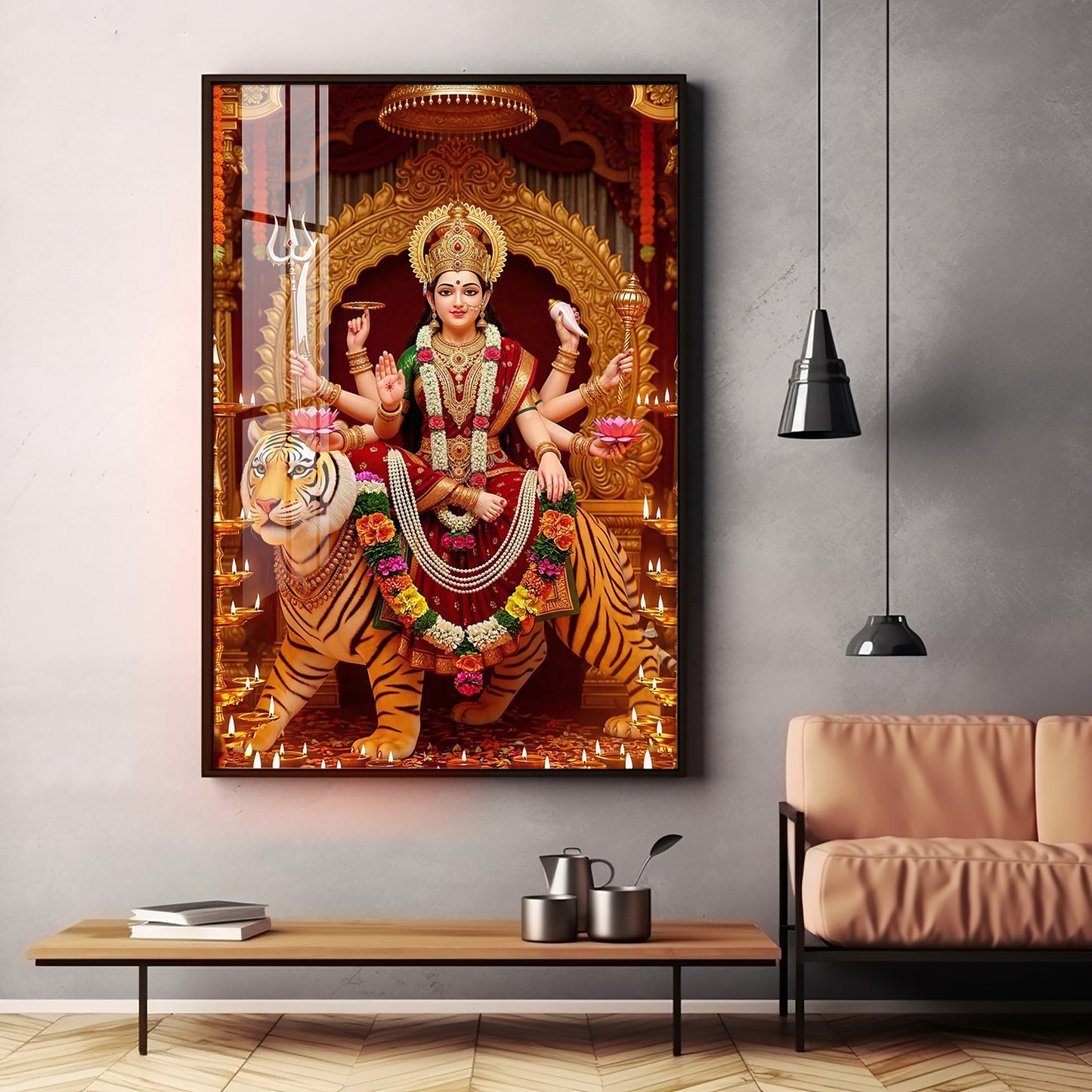 Divine Maa Durga Premium Acrylic Vertical Wall Art