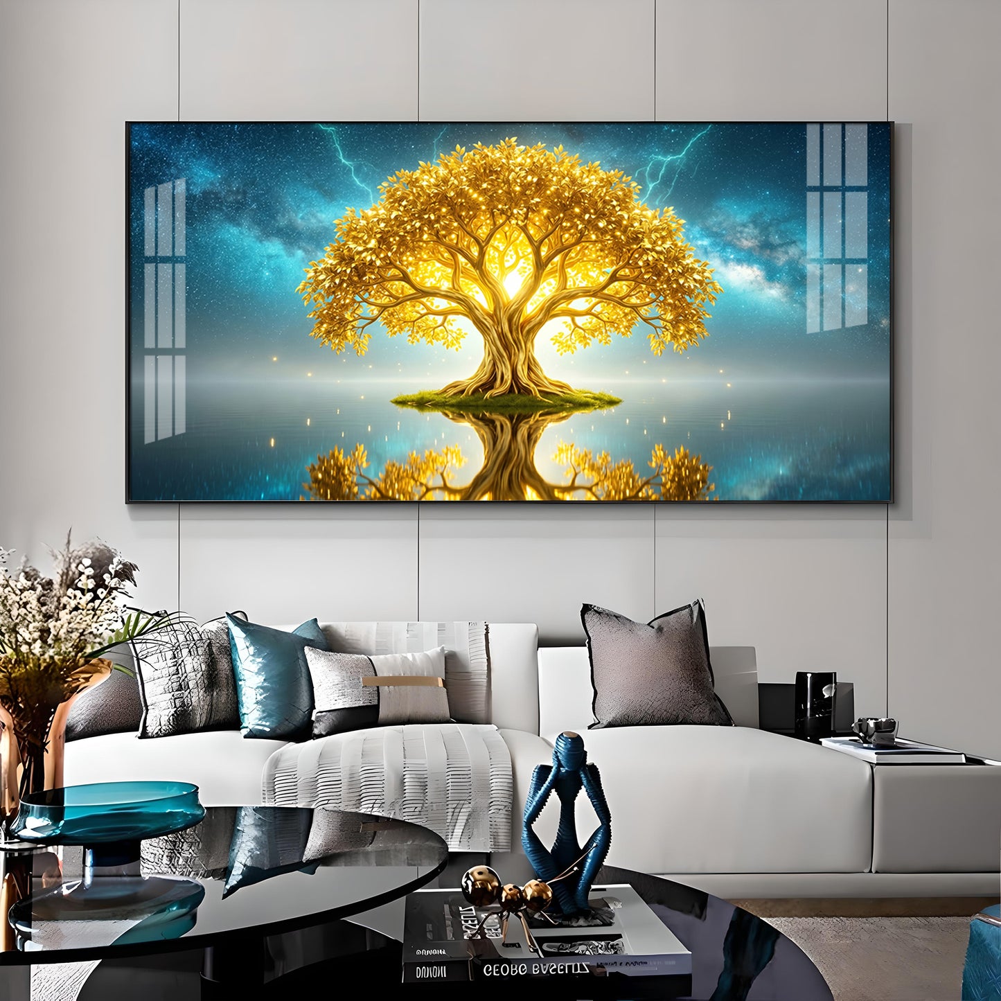 Golden Kalpavriksha Of The Cosmos Premium Acrylic Horizontal Wall Art