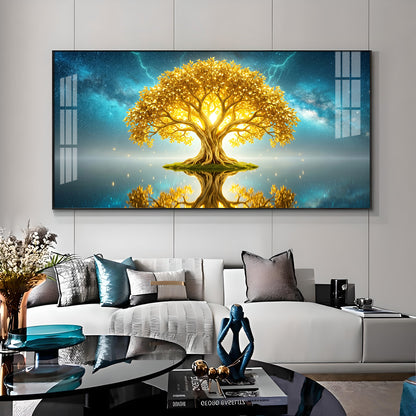 Golden Kalpavriksha Of The Cosmos Premium Acrylic Horizontal Wall Art