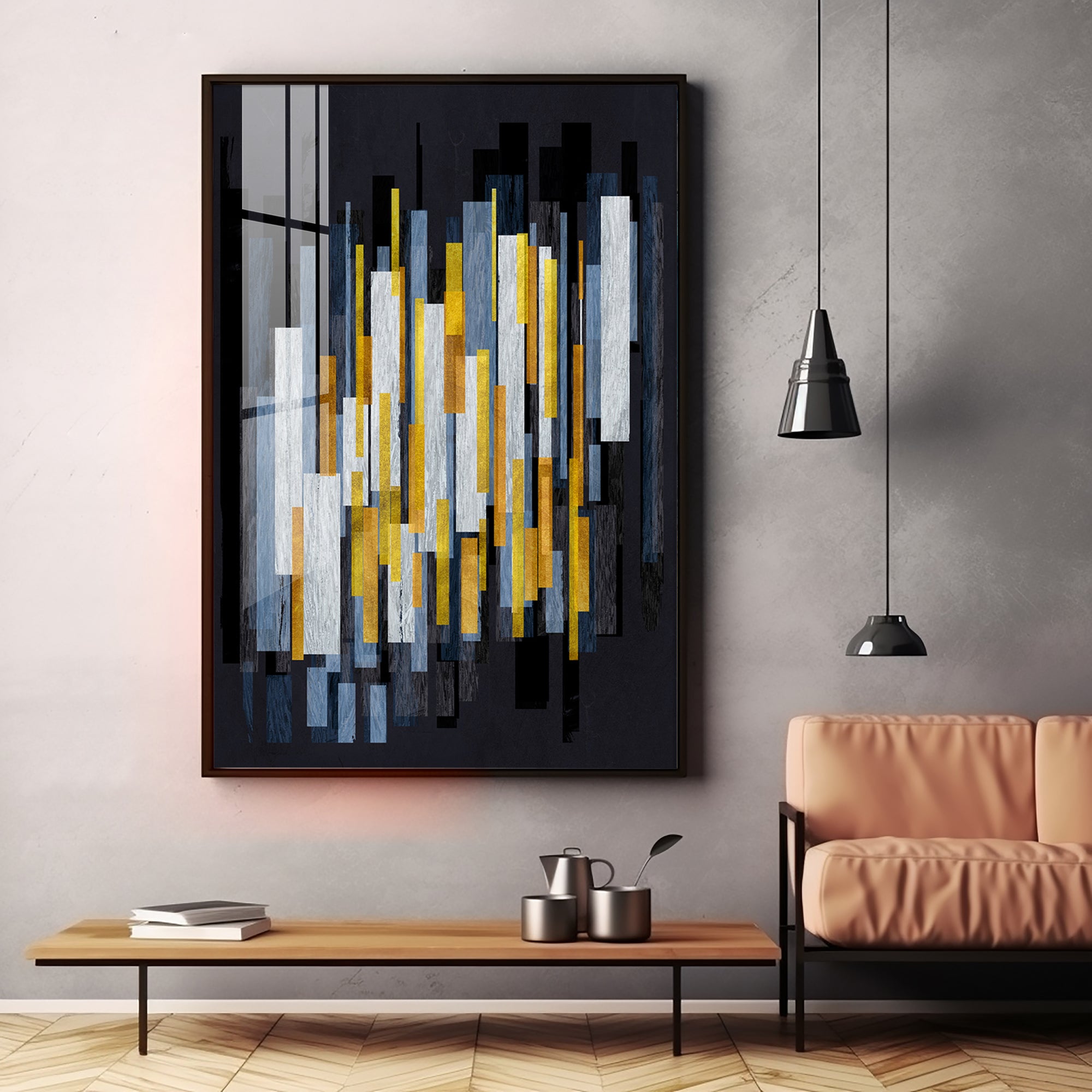 Geometric Fusion Premium Acrylic Vertical Wall Art