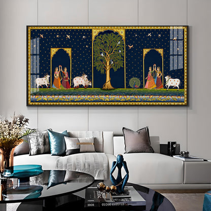 Cow With Tree of Life Premium Acrylic Horizontal Wall Art
