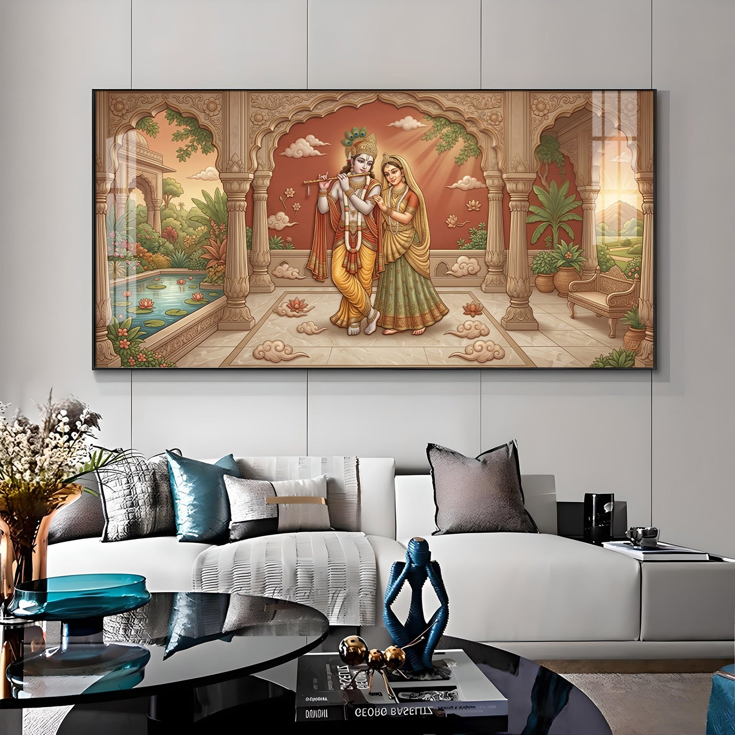 Divine Eternal Love Of Radha Krishna Premium Acrylic Horizontal Wall Art