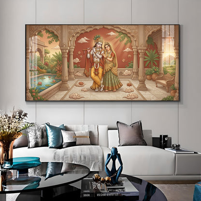 Divine Eternal Love Of Radha Krishna Premium Acrylic Horizontal Wall Art