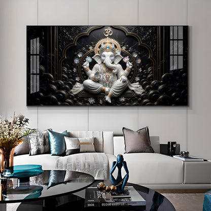 Lord Ganesha With Ornate Jewelry Premium Acrylic Horizontal Wall Art