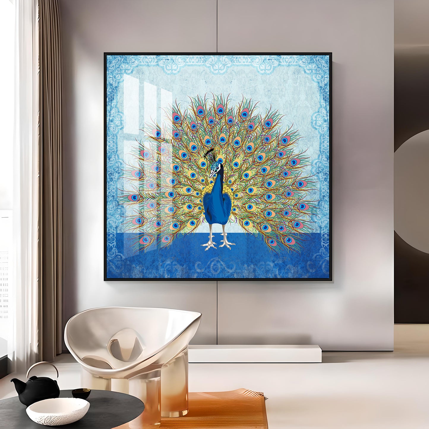 Peacock Premium Acrylic Square Wall Art