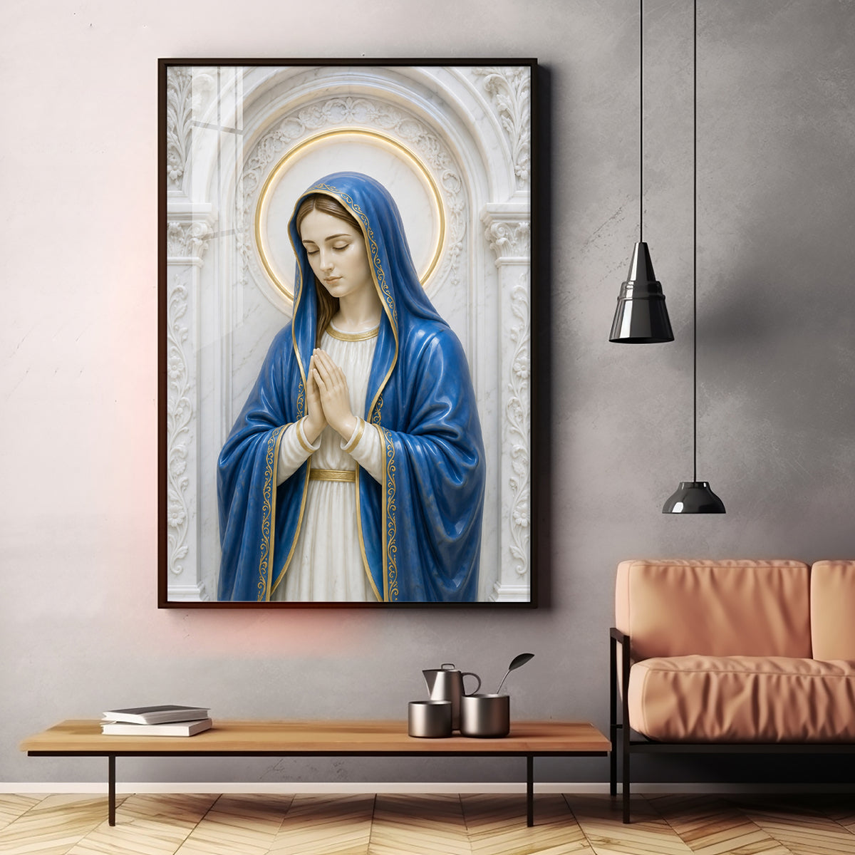 Praying Mother Mary Premium Acrylic Vertical Wall Art