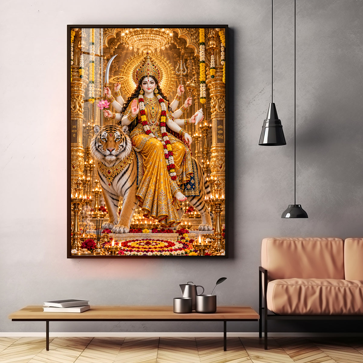 Sherawali Maiya Premium Acrylic Vertical Wall Art