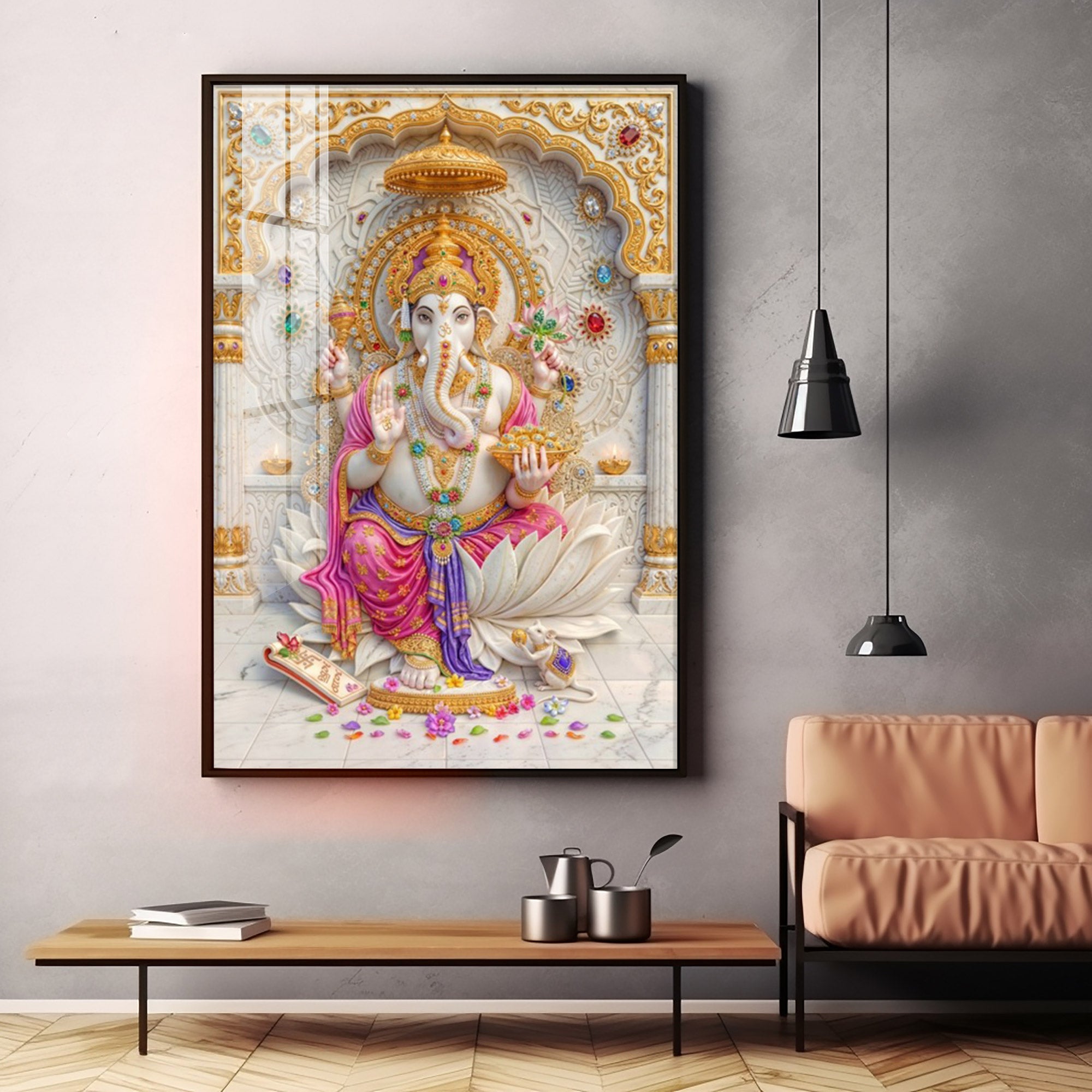 Sacred Ganpati Maharaj Premium Acrylic Vertical Wall Art