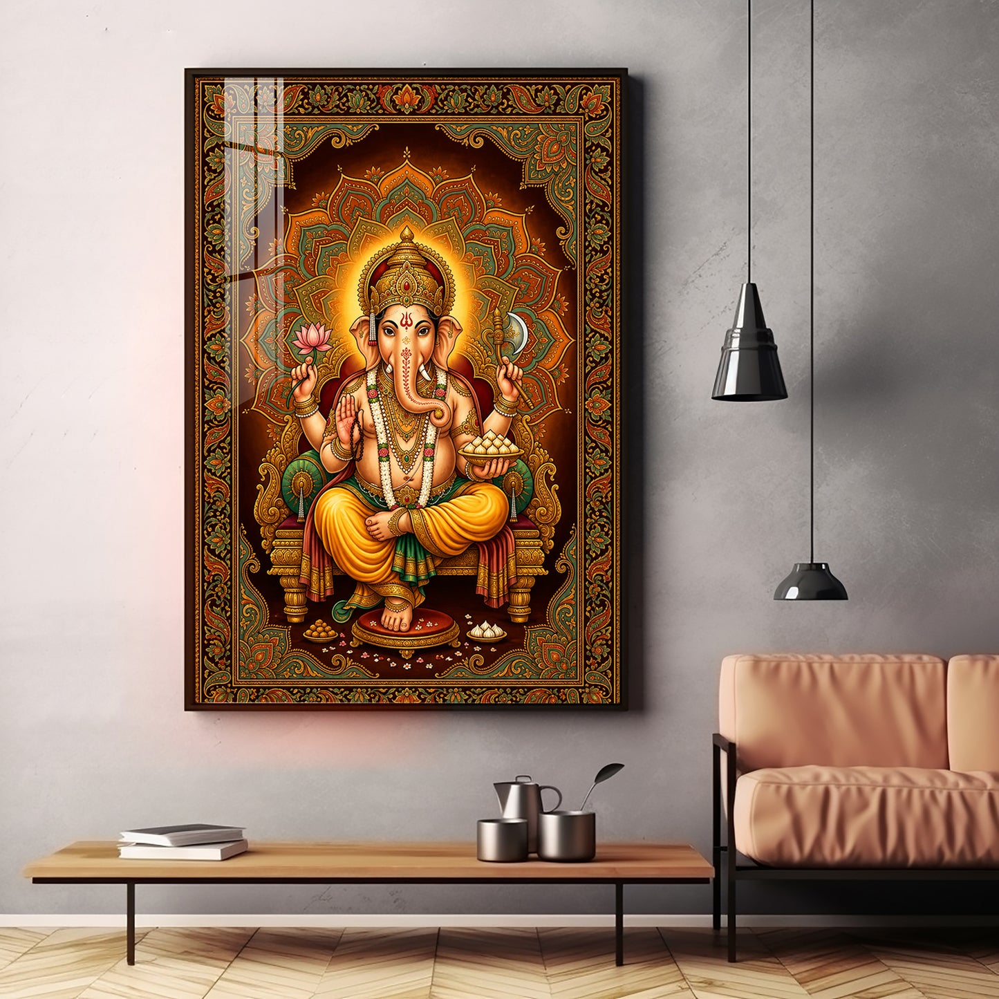Divine Lord Ganesha Premium Acrylic Vertical Wall Art