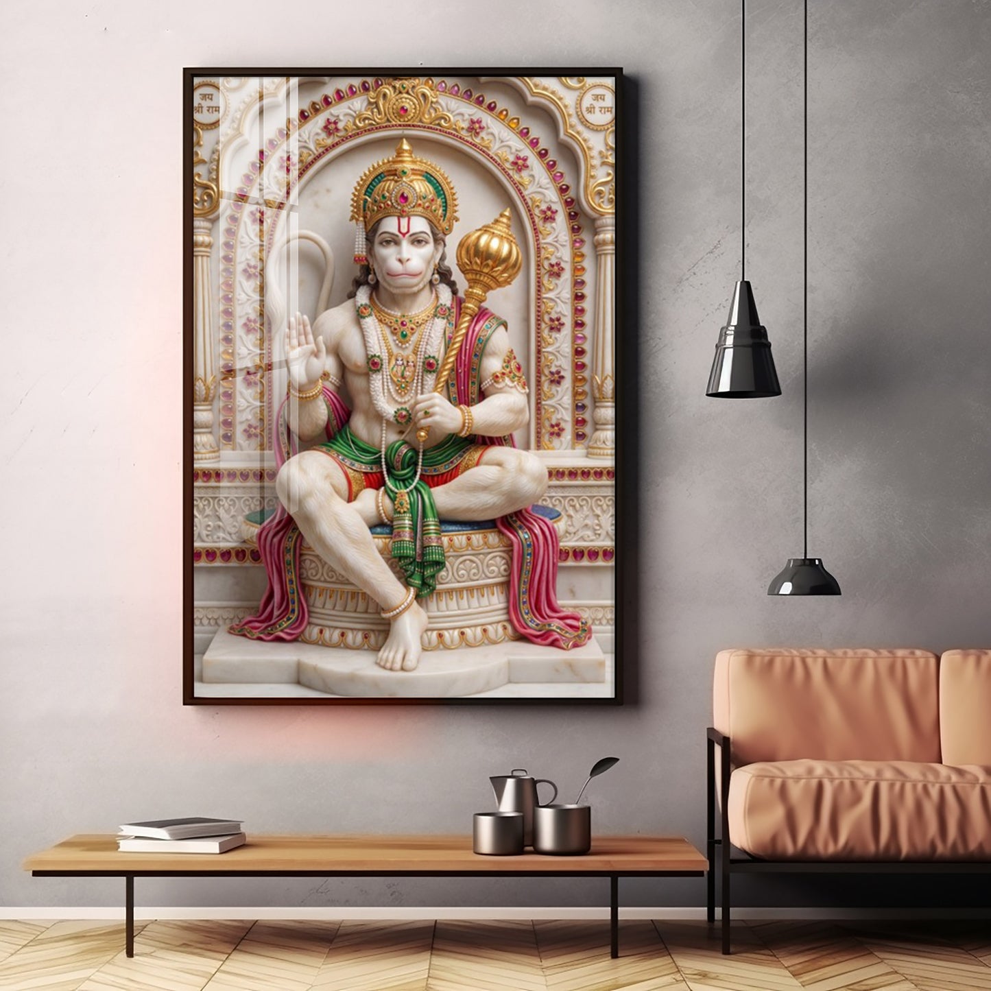 Peaceful Presence Bajarang Bali Premium Acrylic Vertical Wall Art