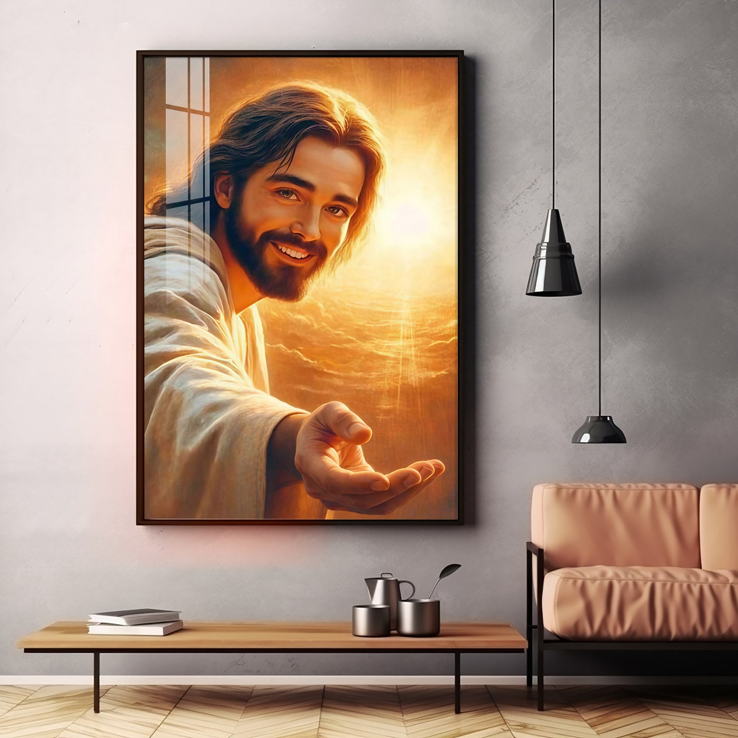 Smiling Jesus Christ Premium Acrylic Vertical Wall Art