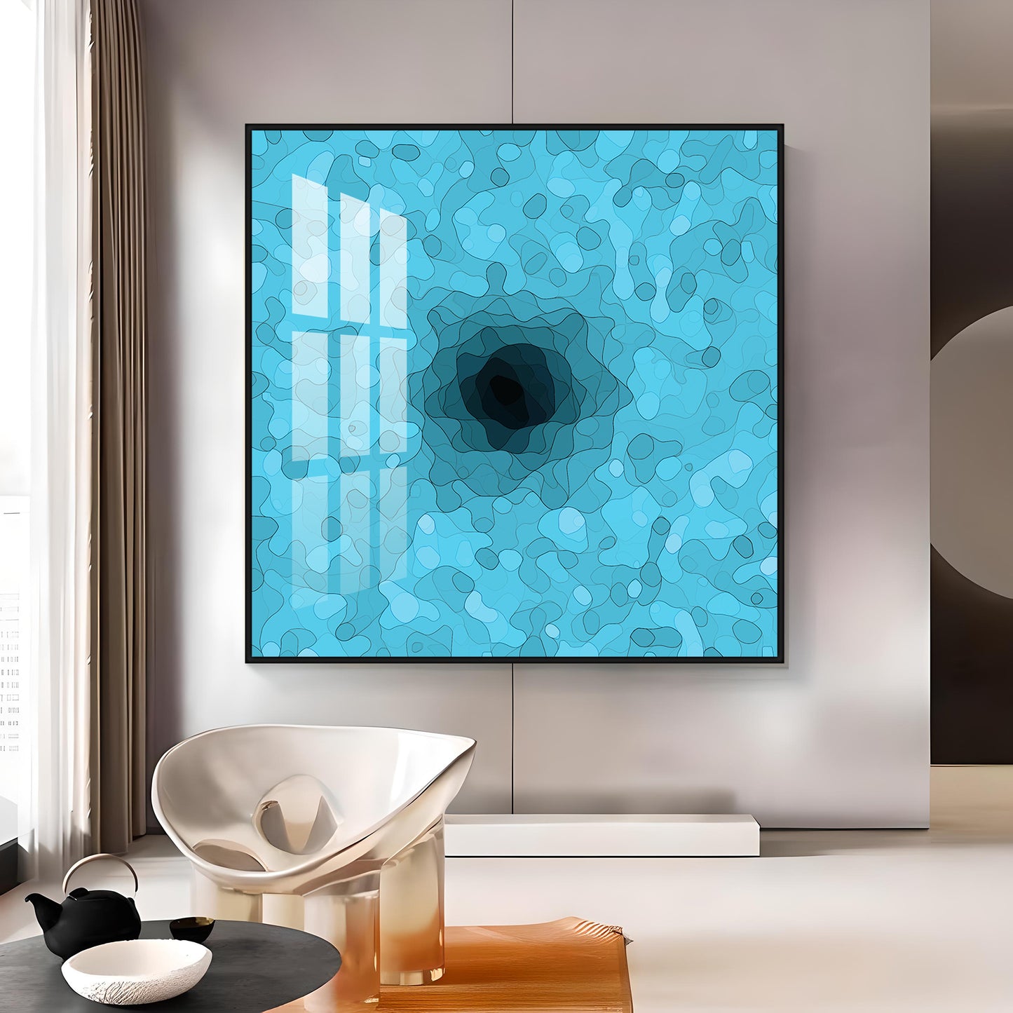 Abstract Blue Colored Design Premium Acrylic Square Wall Art