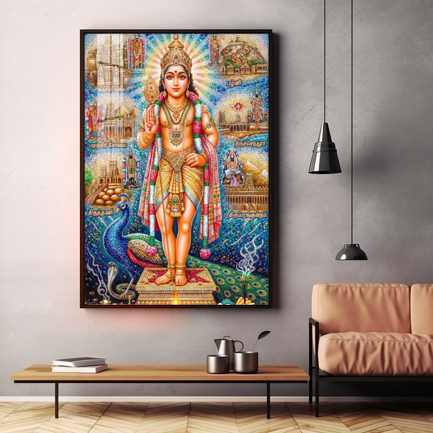 Hindu Lord Kartikeya Premium Acrylic Vertical Wall Art
