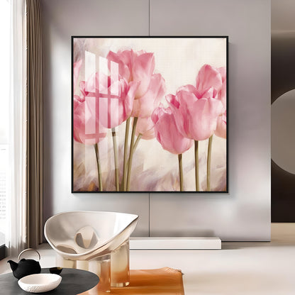 Tulip Flower Premium Acrylic Square Wall Art