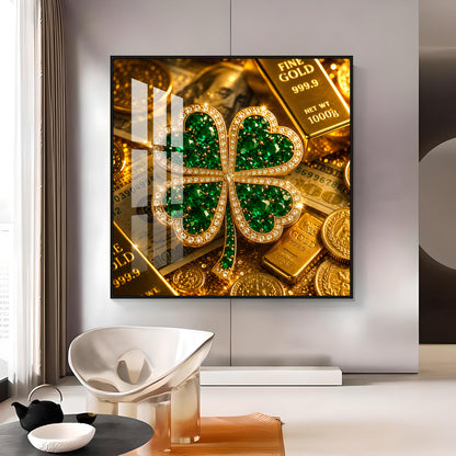 Green Gemstone Premium Acrylic Square Wall Art