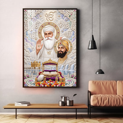 Guru Nanak Dev Ji & Guru Gobind Singh Ji Premium Acrylic Vertical Wall Art