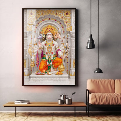 Peaceful Presence Of Panchmukhi Hanuman Premium Acrylic Vertical Wall Art