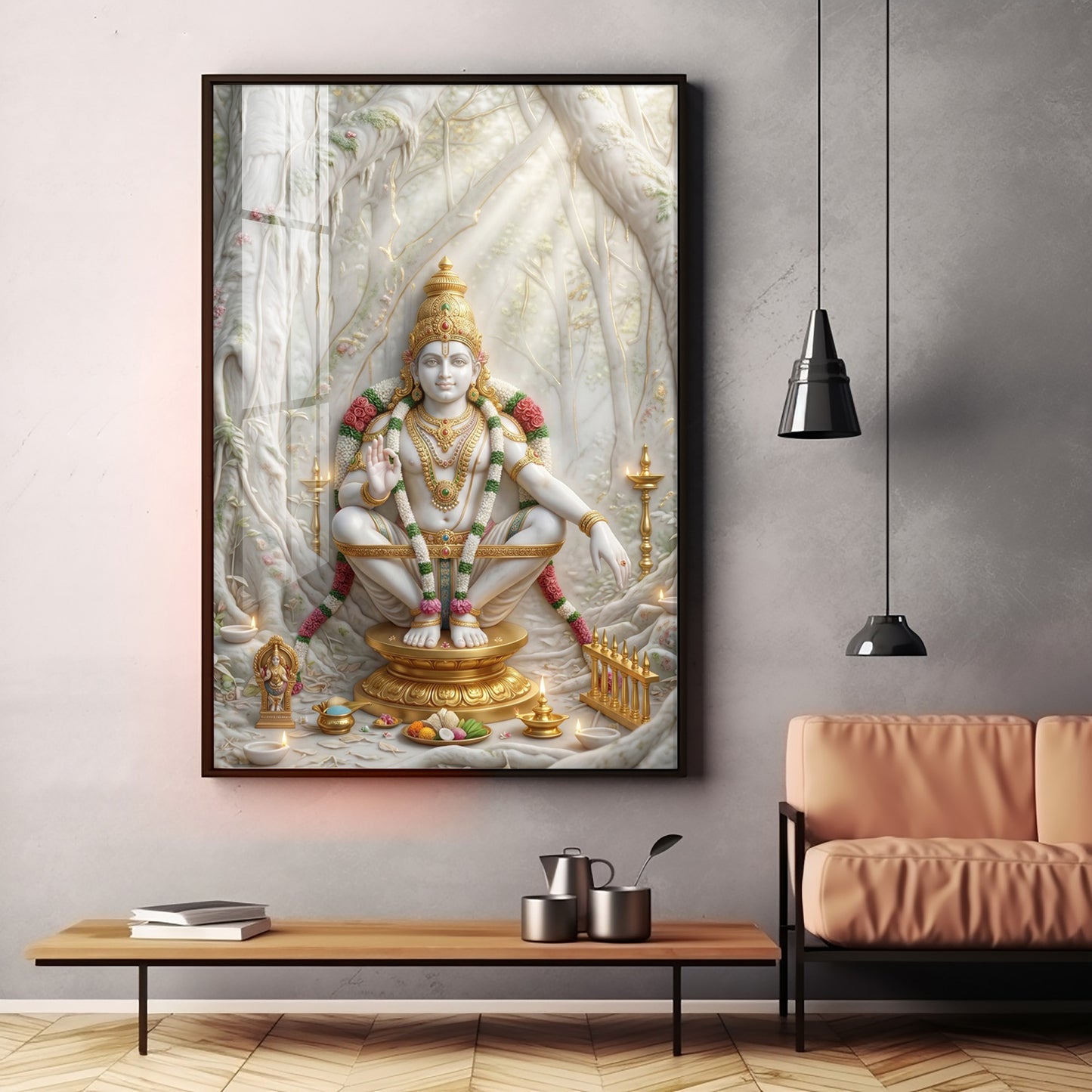 Hindu deity Ayyappan Ji Premium Acrylic Vertical Wall Art
