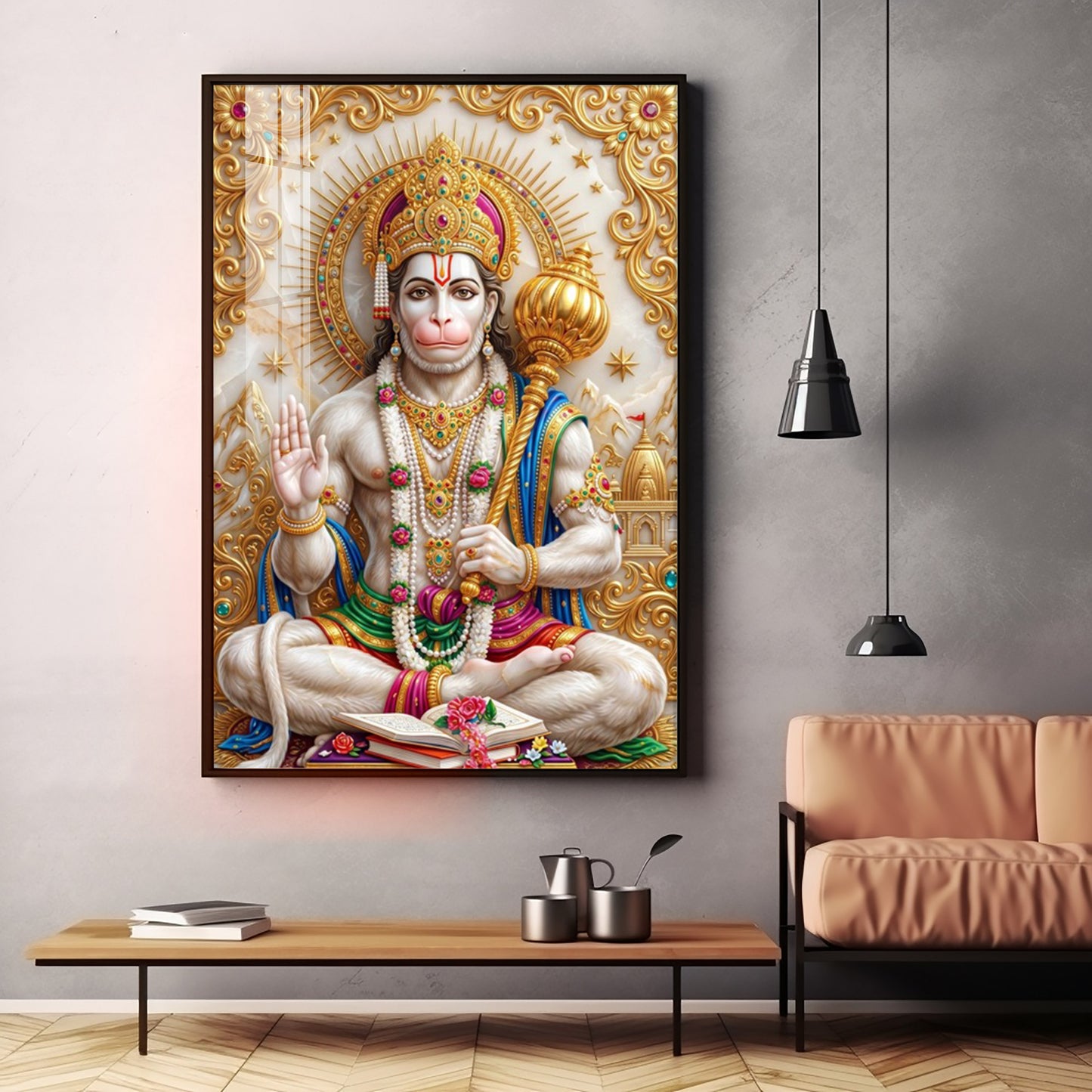 Divine Lord Hanuman Ji Premium Acrylic Vertical Wall Art