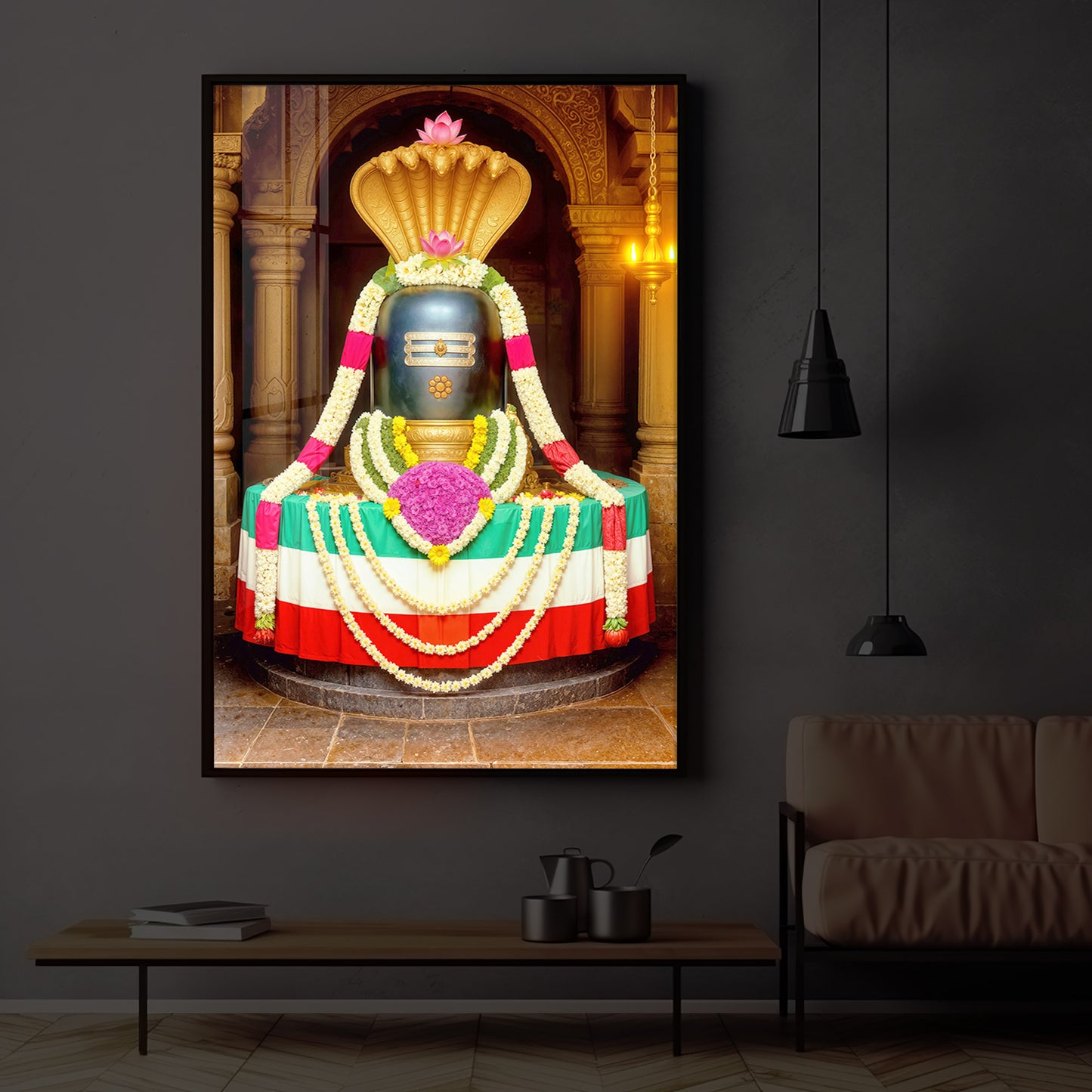 Om Namaha Shivaya Modern Luxury Backlight Vertical Wall Art
