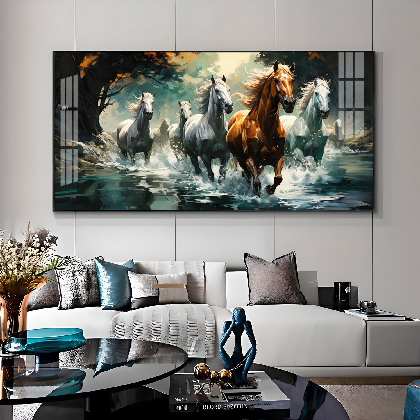 Lucky Running Horses Premium Acrylic Horizontal Wall Art
