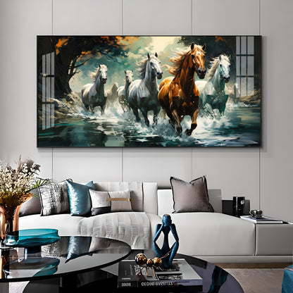 Lucky Running Horses Premium Acrylic Horizontal Wall Art