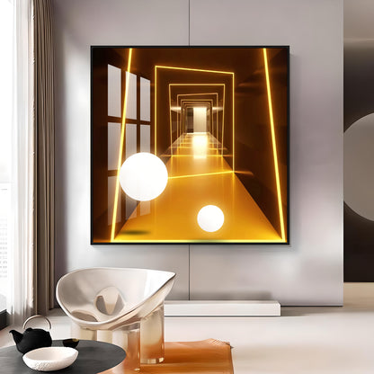Abstract Dark Hallway Premium Acrylic Square Wall Art