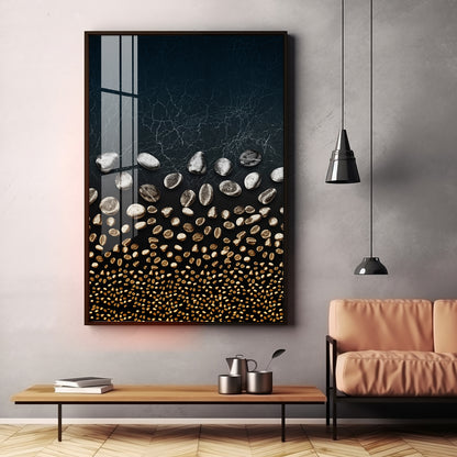 Golden Serenity Stones Premium Acrylic Vertical Wall Art